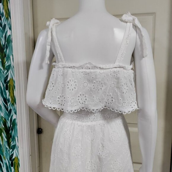 Simplee White Eyelet Lace Whimsy Cottagecore Prairie Halter Twee Dress S NWOT - Picture 4 of 10